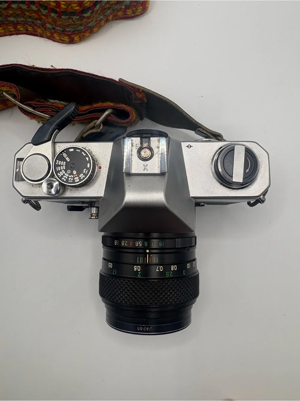 Fujica ST801 Film SLR Camera - Silver & Black with Retro Strap